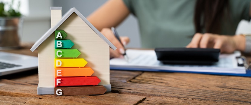 Woman Calculating Energy Efficient House