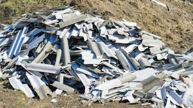 Broken asbestos roof, asbestos removal